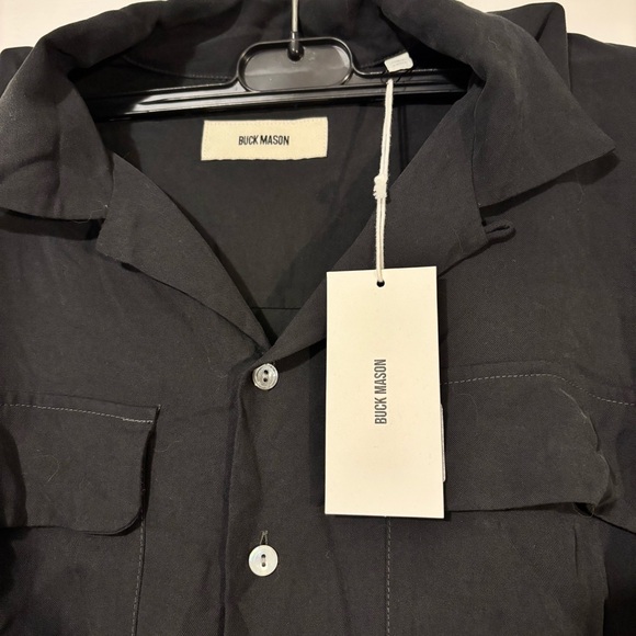 NWT BUCK MASON SOFT BLACK SILKEN TWILL STUDIO SHIRT DRESS - Picture 3 of 7